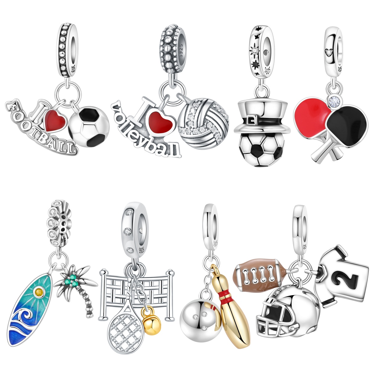 MISEFF S925 Srebrny Charms Spo – Table Tennis Volleyball recenzja i cena